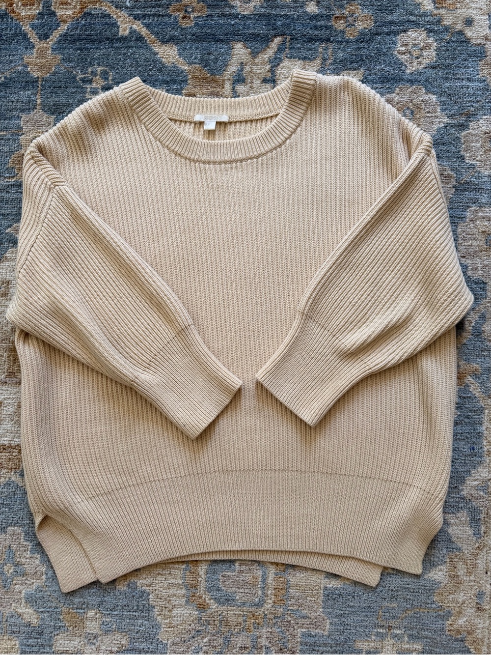 COS Cream Ribbed Crew Neck Sweater